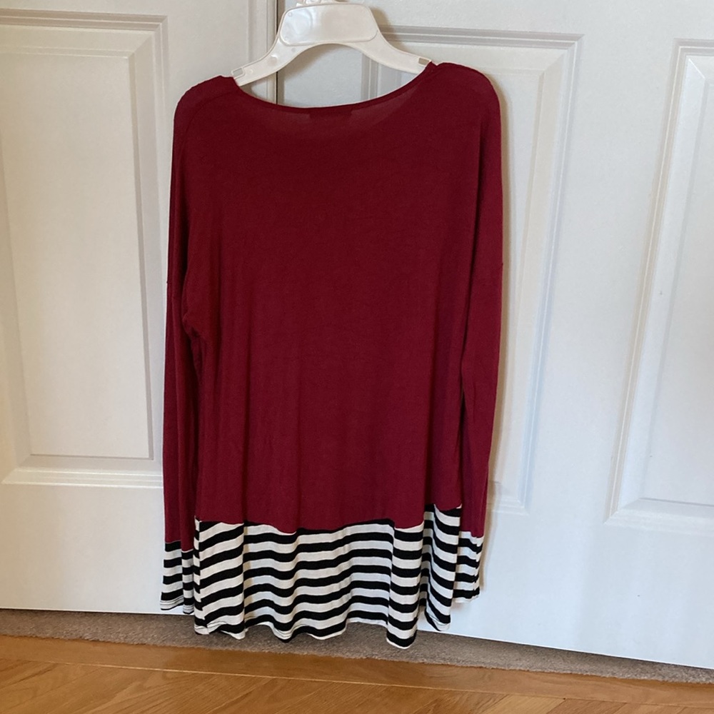 Woman’s shirt burgundy white and black stripes by Lollipop Star. Hardly wore. - Picture 10 of 10